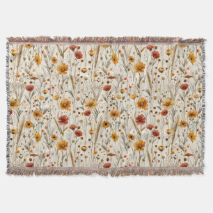 Rustikale Wildblumen - Boho-Herbstblumenmuster Decke