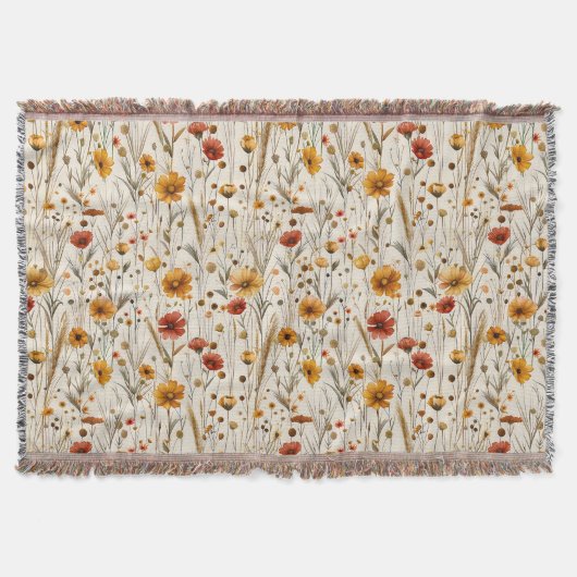 Rustikale Wildblumen - Boho-Herbstblumenmuster Decke (Vorderseite)