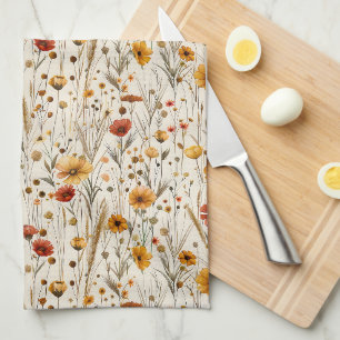 Rustikale Wildblumen - Boho-Herbstblumenmuster Geschirrtuch