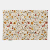 Rustikale Wildblumen - Boho-Herbstblumenmuster Geschirrtuch (Horizontal)