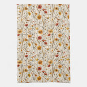 Rustikale Wildblumen - Boho-Herbstblumenmuster Geschirrtuch (Vertikal)