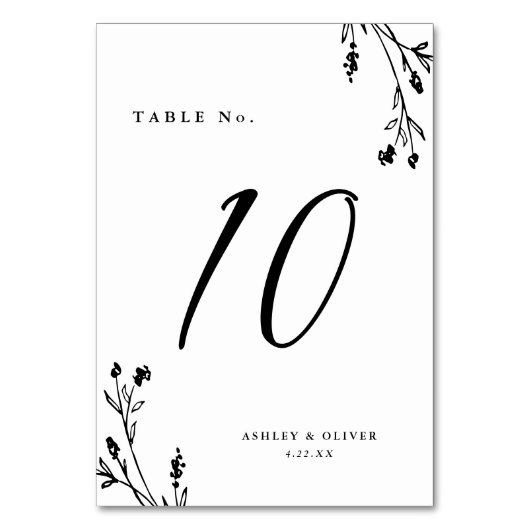 Rustikale Wildblumen Boho Wedding Tischnummer (Vorderseite)