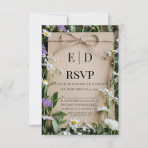 Rustikale Wildblumen-Botanik-Kraftpapier-Hochzeit