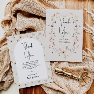 Rustikale Wildblumen-Brautparty-Dankeskarte Dankeskarte