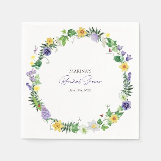 Rustikale Wildblumen-Brautparty Serviette (Vorderseite)