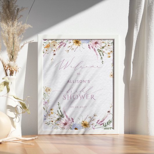 Rustikale Wildblumen Brautparty Willkommen Poster