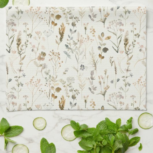 Rustikale Wildblumen Cotattcore Geschirrtuch (Gefaltet)