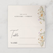 Rustikale Wildblumen Cream Boho Wedding Platzkarte (Außenseite Aufgefaltet)