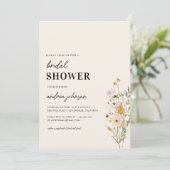 Rustikale Wildblumen Creme Brautparty Einladung (Stehend Vorderseite)