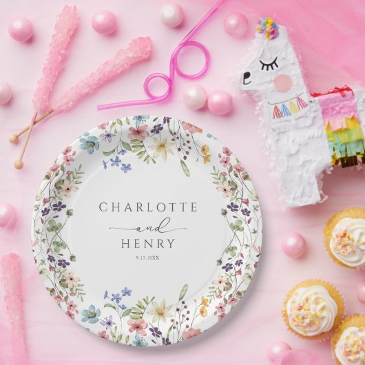 Rustikale Wildblumen Einfache Hochzeit Pappteller (Party)