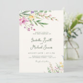 Rustikale Wildblumen Einladung zur Blumenhochzeit (Stehend Vorderseite)