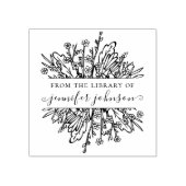 Rustikale Wildblumen Elegante Bibliothek Bücher Gummistempel (Prägung)