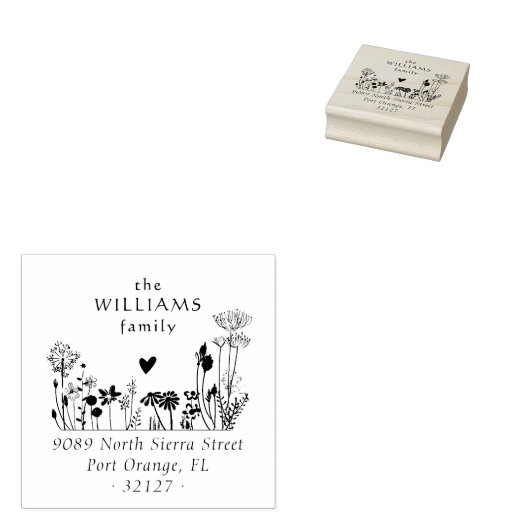Rustikale Wildblumen Elegante Rücksendeadresse Gummistempel (Stempel)