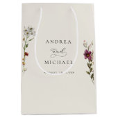 Rustikale Wildblumen Elfenbein Romantische Hochzei Mittlere Geschenktüte (Vorderseite)