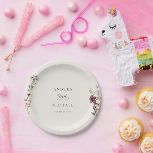 Rustikale Wildblumen Elfenbein Romantische Hochzei Pappteller (Party)