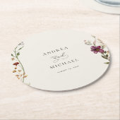 Rustikale Wildblumen Elfenbein Romantische Hochzei Runder Pappuntersetzer (Angewinkelt)