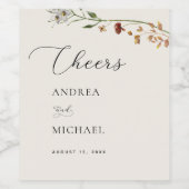 Rustikale Wildblumen Elfenbeinromantische Hochzeit Weinetikett (Einzelnes Label)