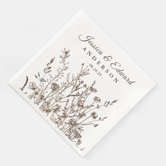 Rustikale Wildblumen Erdreich Personalisiert Serviette (Ecke)