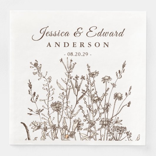 Rustikale Wildblumen Erdreich Personalisiert Serviette (Vorderseite)