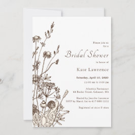 Rustikale Wildblumen fallen Brautparty Einladung