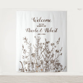 Rustikale Wildblumen fallen florale Hochzeitsszena Wandteppich