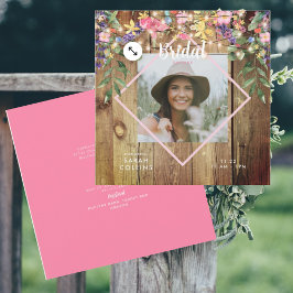 Rustikale Wildblumen Foto Brautparty Wood Invit Einladung