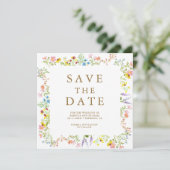 Rustikale Wildblumen-Foto-Collage-Hochzeit Save The Date (Stehend Vorderseite)