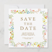 Rustikale Wildblumen-Foto-Collage-Hochzeit Save The Date (Vorderseite)
