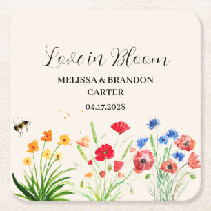 Rustikale Wildblumen-Garten-Frühlings-Aquarell-Hoc Rechteckiger Pappuntersetzer