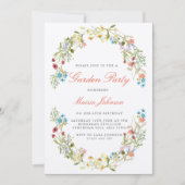 Rustikale Wildblumen Garten Party Geburtstag Einladung (Vorderseite)