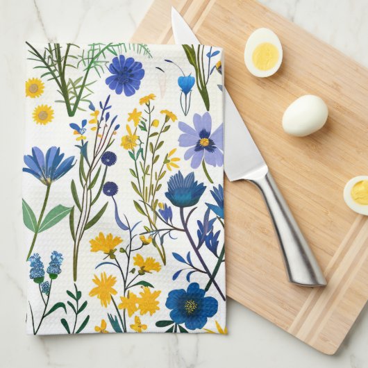 Rustikale Wildblumen Geschirrtuch (Viertel Falte)