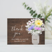 Rustikale Wildblumen Gipskraut Mason Jar Wedding Dankeskarte (Stehend Vorderseite)
