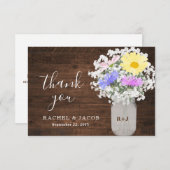 Rustikale Wildblumen Gipskraut Mason Jar Wedding Dankeskarte (Vorne/Hinten)