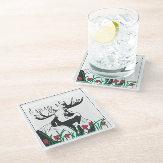 Rustikale Wildblumen Glasuntersetzer (Schrägansicht)