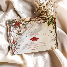 Rustikale Wildblumen Graduierungspartei Dankeskarte