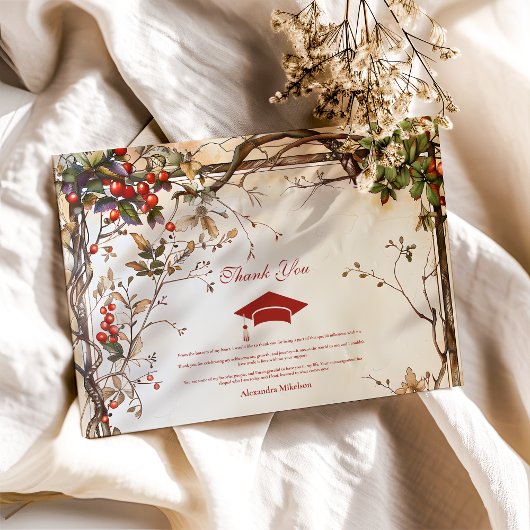 Rustikale Wildblumen Graduierungspartei Dankeskarte