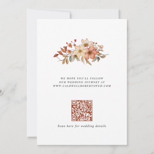 Rustikale Wildblumen Herbsthochzeit Save The Date (Rückseite)