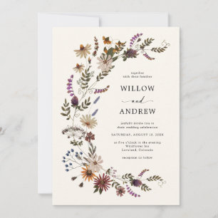Rustikale Wildblumen-Hochzeit Einladung