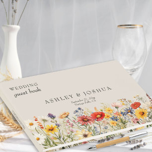 Rustikale Wildblumen-Hochzeit im Herbst und Sommer Gästebuch