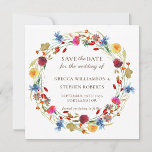 Rustikale Wildblumen-Hochzeit Save-the-Date-Einlad Einladung