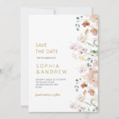 Rustikale Wildblumen Hochzeit speichern das Datum Einladung (Vorderseite)