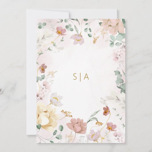 Rustikale Wildblumen Hochzeit speichern das Datum Einladung (Rückseite)