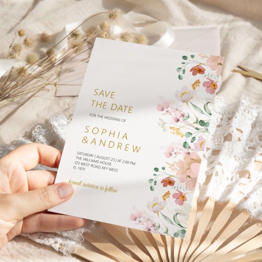 Rustikale Wildblumen Hochzeit speichern das Datum Einladung