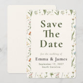 Rustikale Wildblumen-Hochzeitsankündigung Save The Date (Vorne/Hinten)