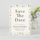 Rustikale Wildblumen-Hochzeitsankündigung Save The Date (Stehend Vorderseite)