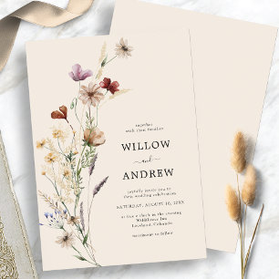 Rustikale Wildblumen-Hochzeitseinladung Einladung