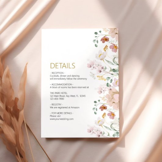 Rustikale Wildblumen Hochzeitskarte Begleitkarte