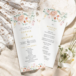 Rustikale Wildblumen Hochzeitsprogramme Programm