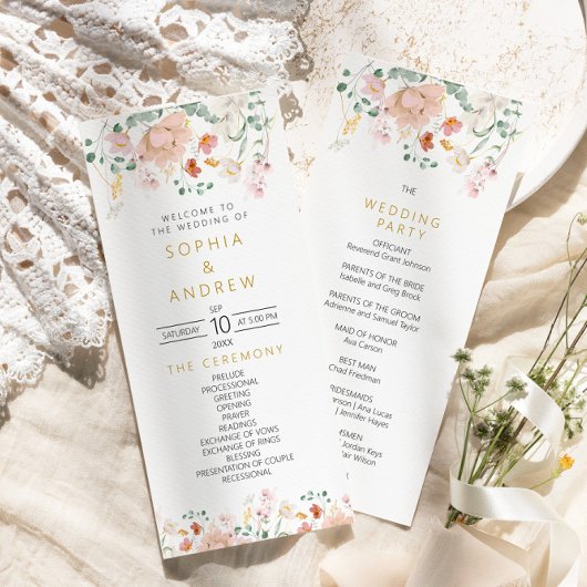 Rustikale Wildblumen Hochzeitsprogramme Programm