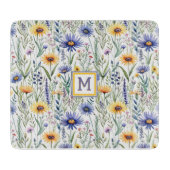 Rustikale Wildblumen Hübsch Wasserfarbe Mit Monogr Schneidebrett (Vorderseite)
